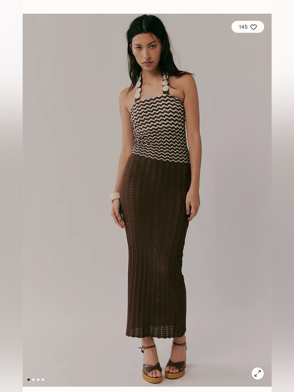 Free People Azulu Neriah Crochet Bodycon Tagua Halter Resort Maxi Dress S